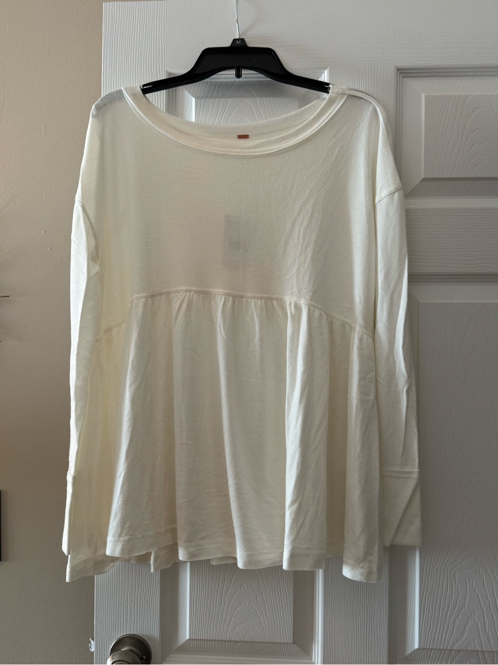 🤍 Free People Women's Cream Peplum Long-Sleeve Top